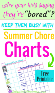 Summer chore charts for kids