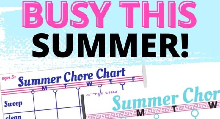 Summer chore charts for kids free printable
