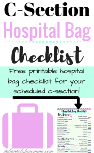C-section hospital bag checklist