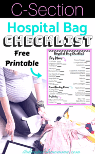 C-Section Hospital Bag checklist printable