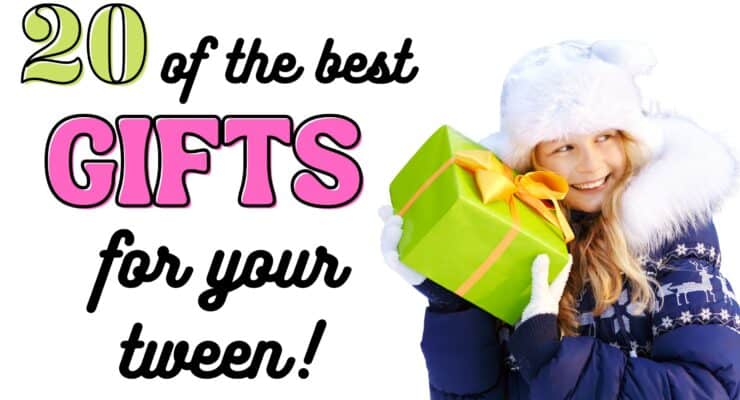 A young teen called a tween holding a gift