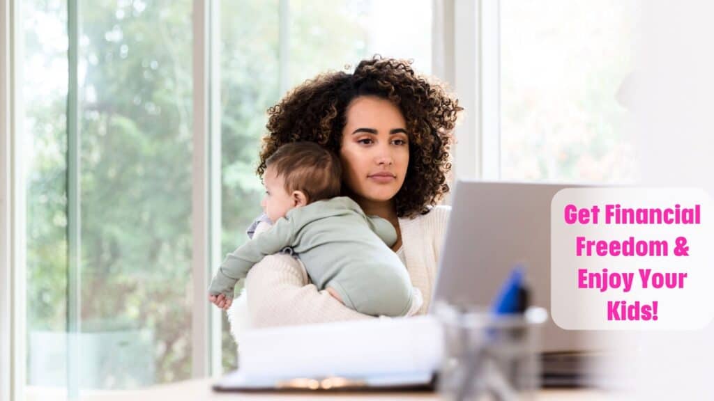 mom working from home with baby