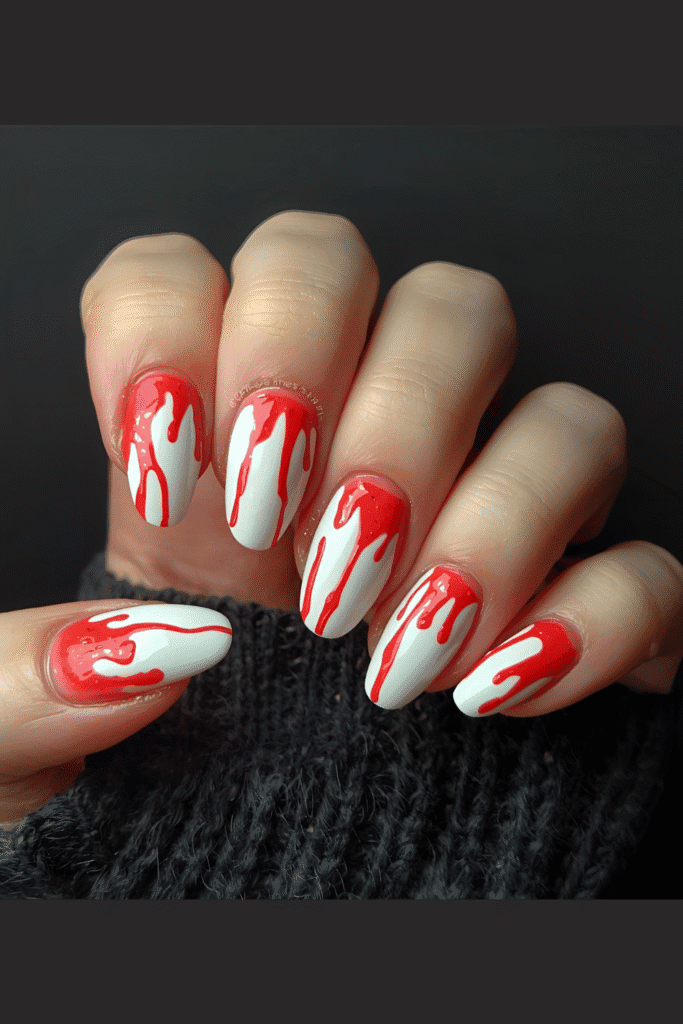 Bloody drip nails for Halloween 