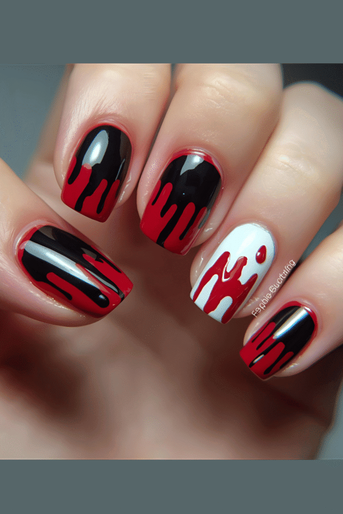blood drip nails for Halloween 