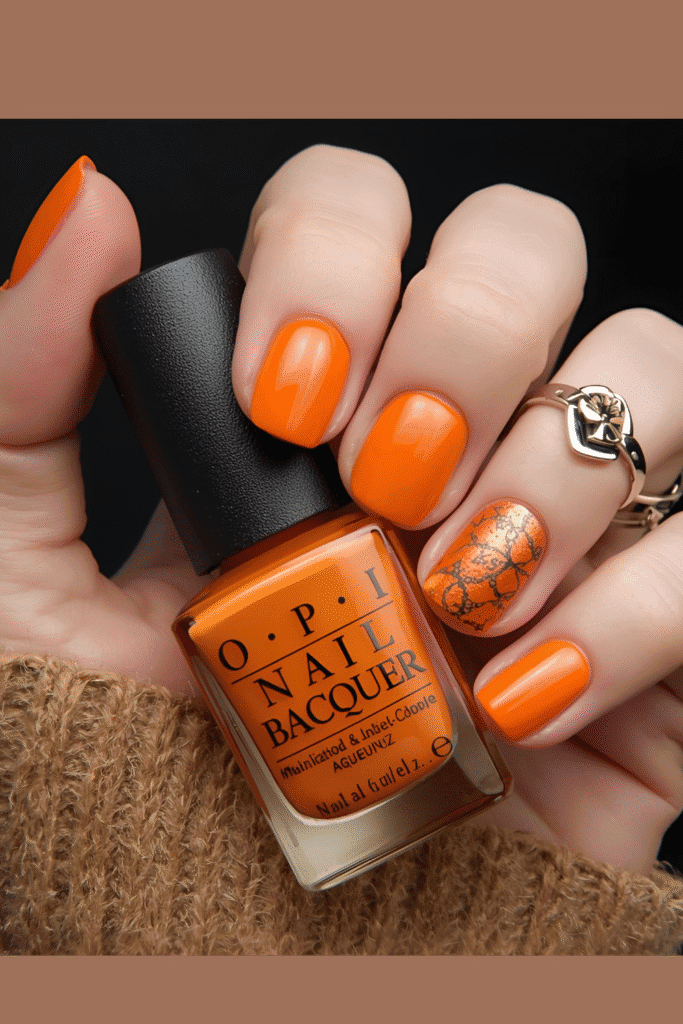basic orange Halloween nails- fall nails