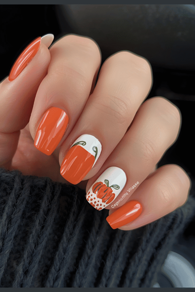 Pumkin nails- Halloween nails
