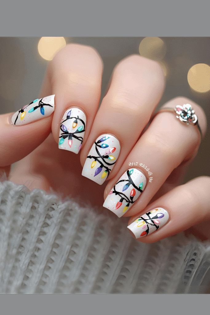 White christmas light nails 