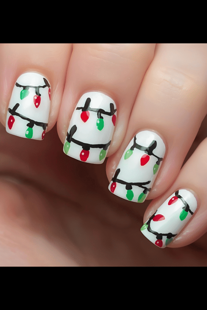 Christmas nails- Christmas lights 