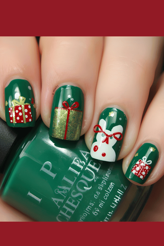 Christmas present nail designs