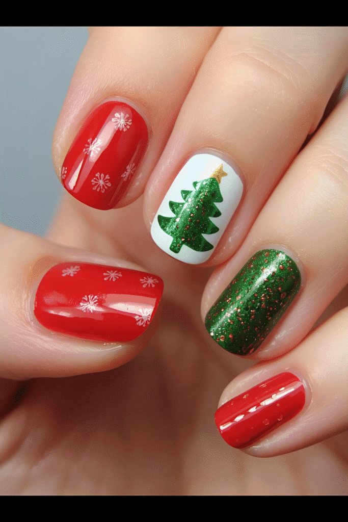Christmas Tree Nail Design