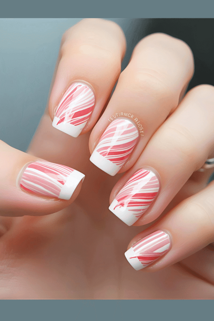 Candy Cane Nails- French Tip