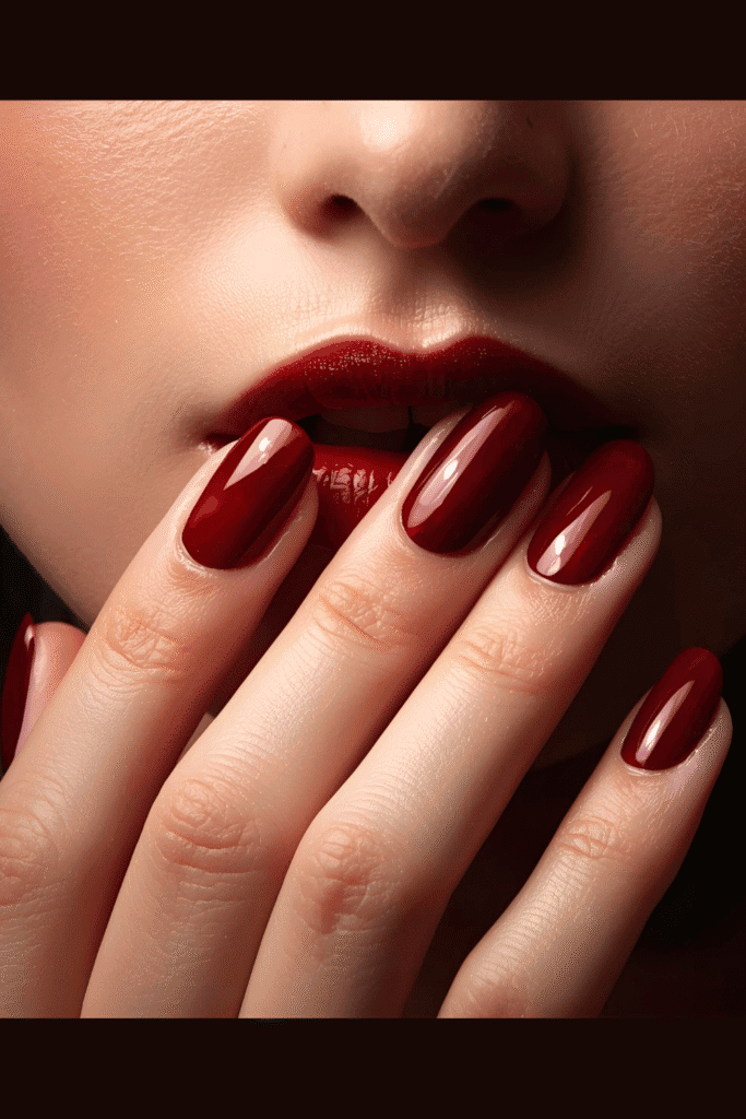 Dark red Christmas nails