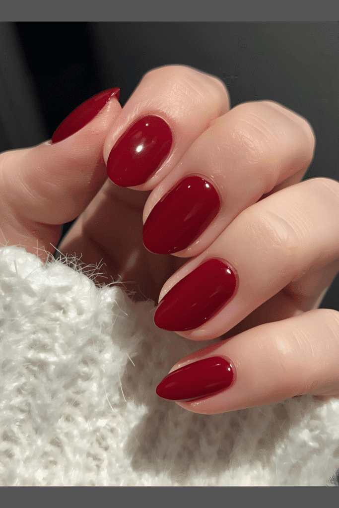 Deep red classy Christmas Nails 