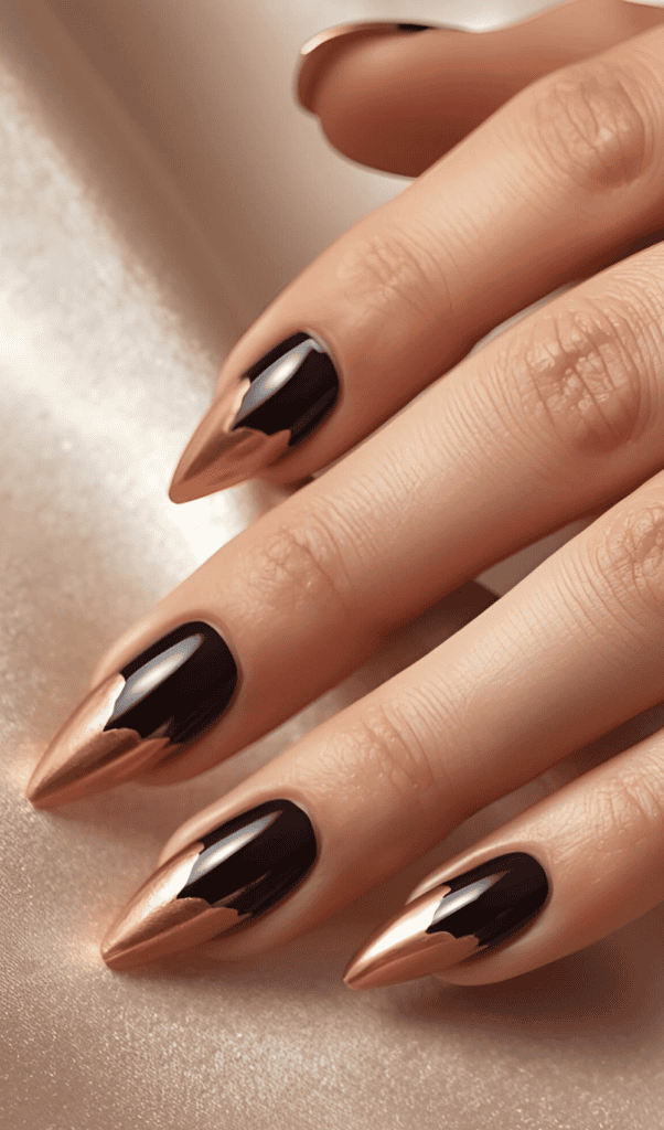 Black and gold Nails for New Year's Eve Parties