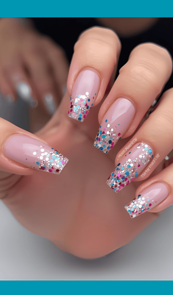 Confetti French Tip nails for NYE