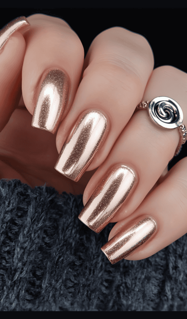 Champagne chrome nails 