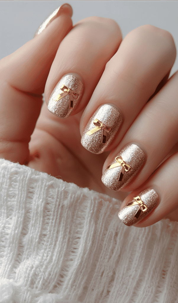 gold and silver ribbon nails for NYE