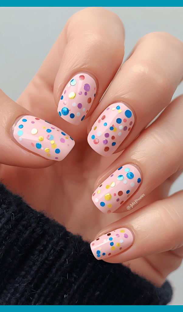 Pink Confetti nails - New Year's nails 