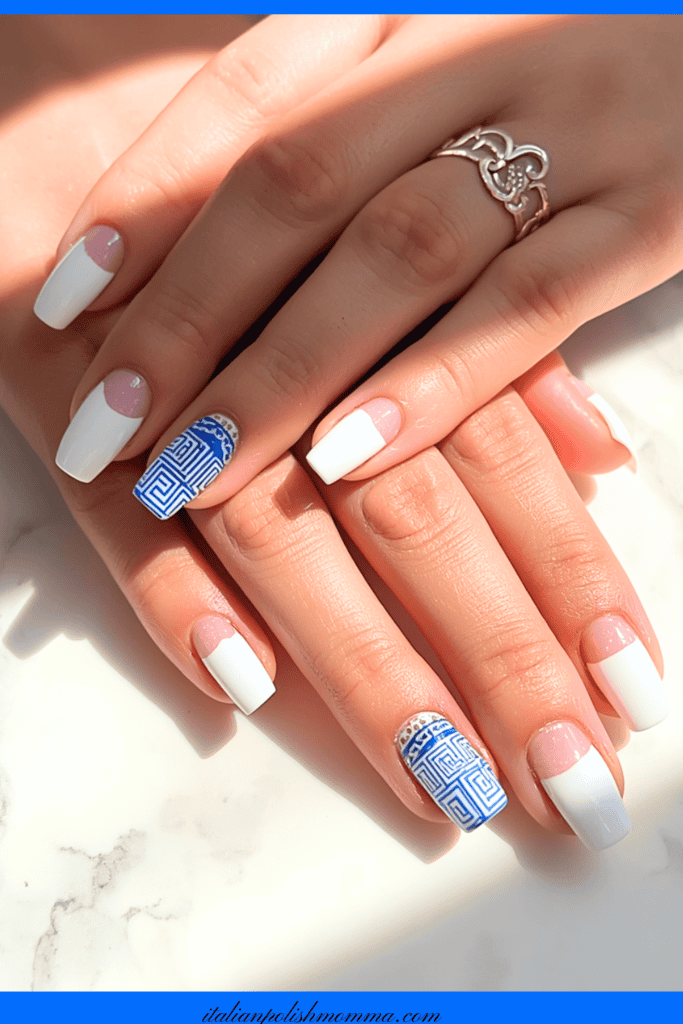 French tip Greece Nails for summer nails 