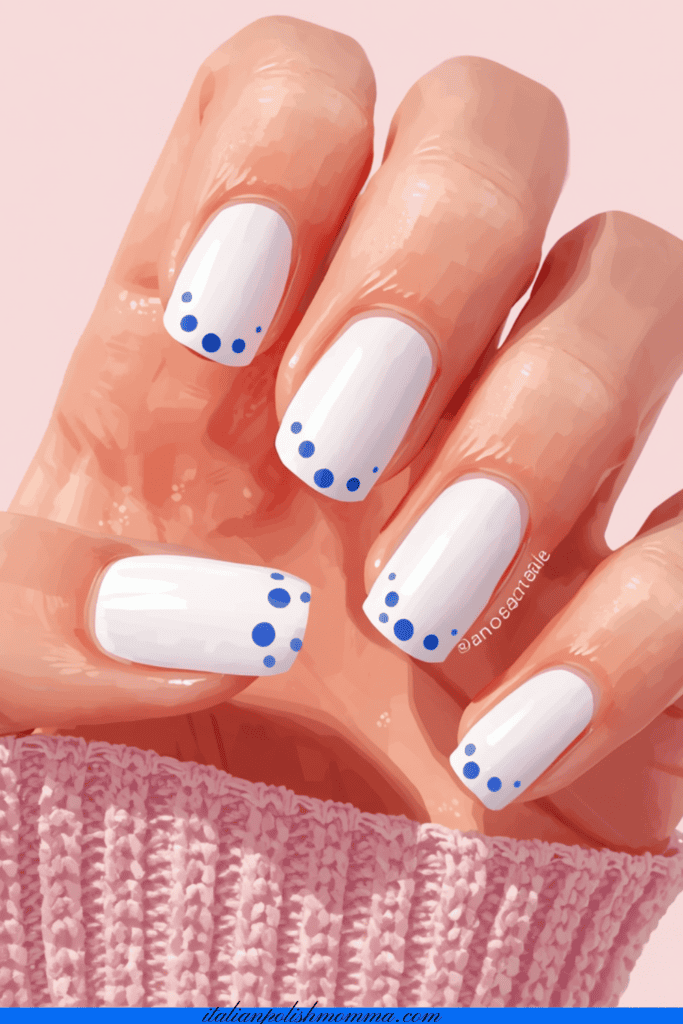 PRetty Blue dot Greece inspo Summer Nails