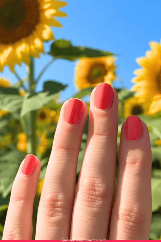 Bright Coral Summer nails