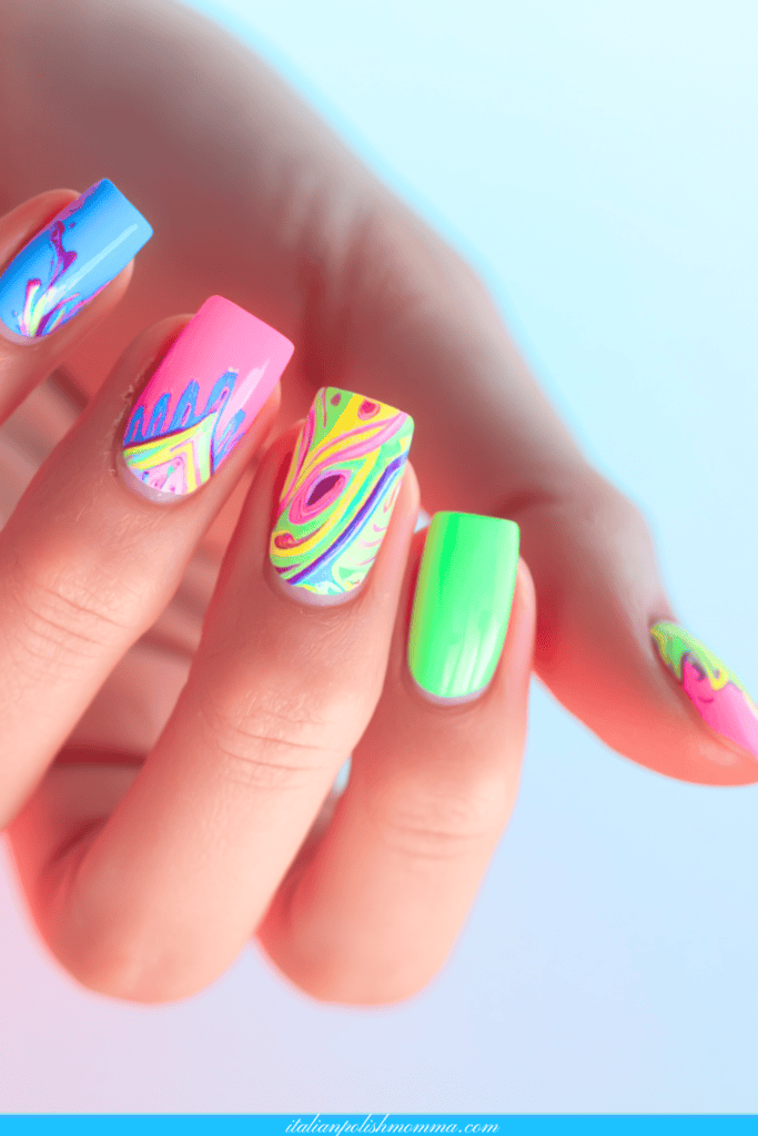 bright neon summer nails - neon nail trends