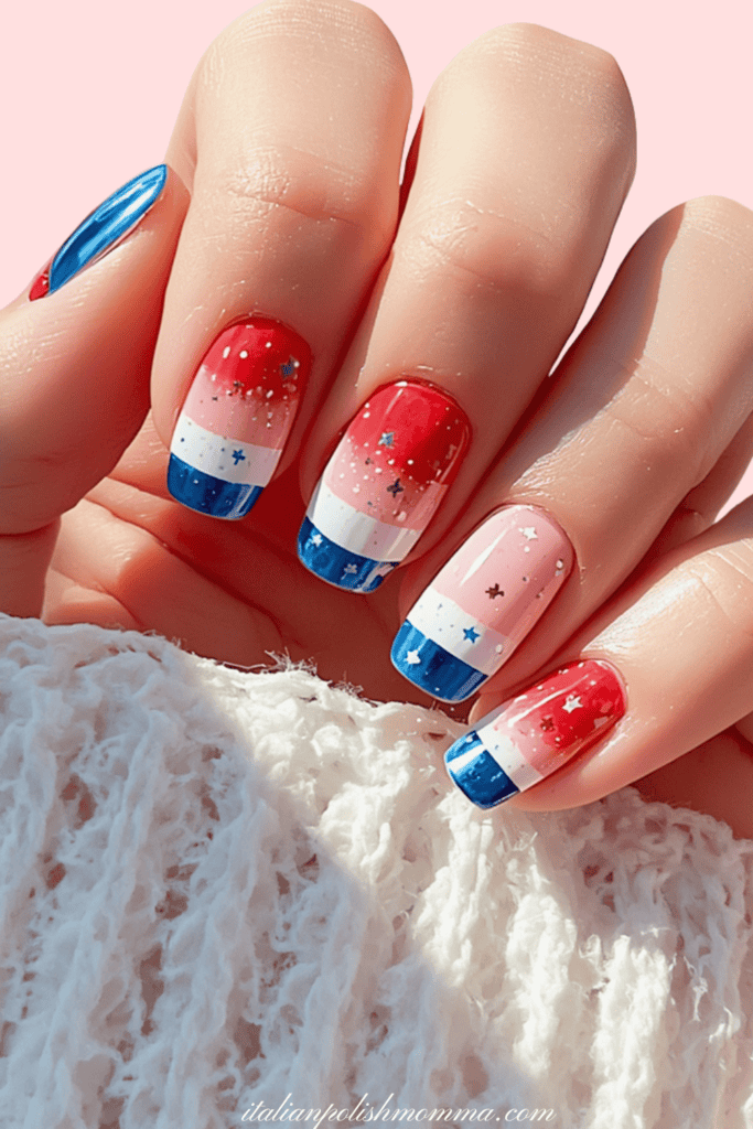 4th of July nails french tips sumer nails
