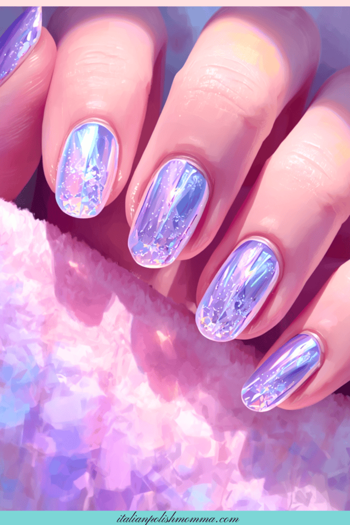 violet glass water nails for summer