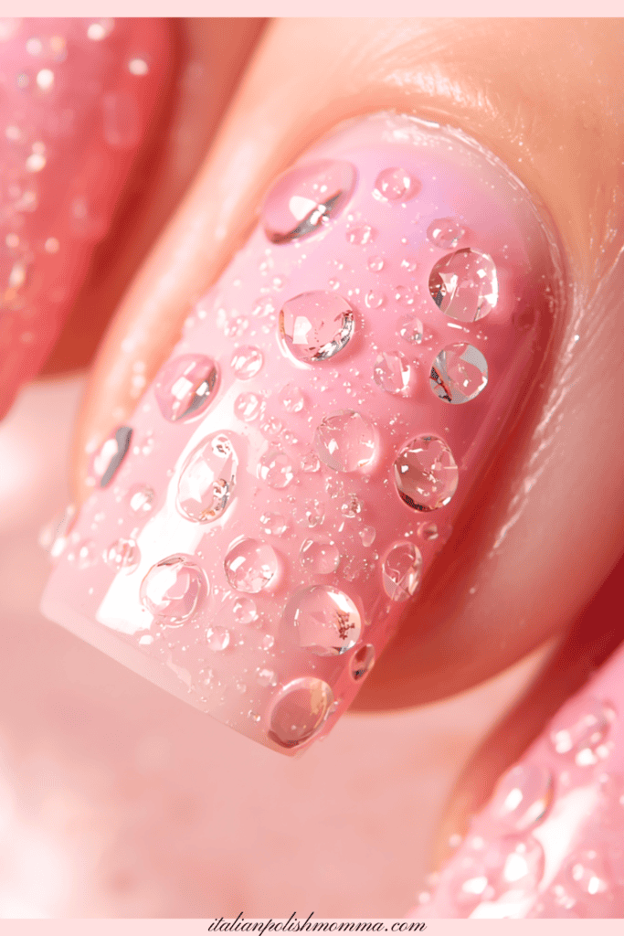 Glass water droplet nails for summer