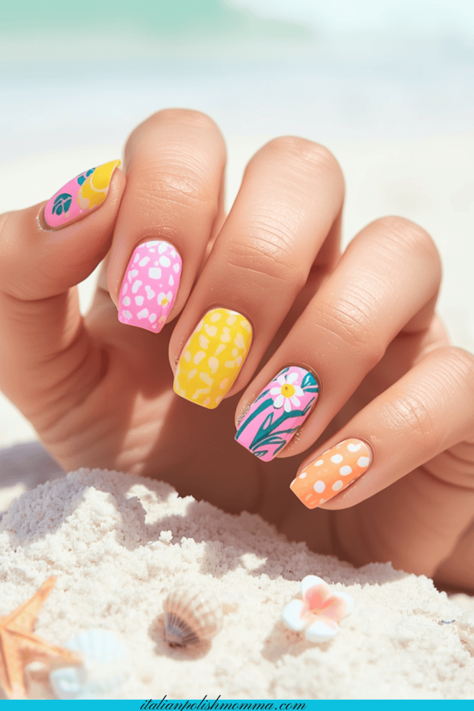 Summer flower nails 