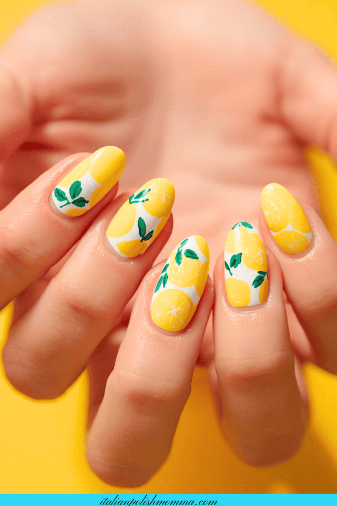 Yellow lemon nails summer nail trends 