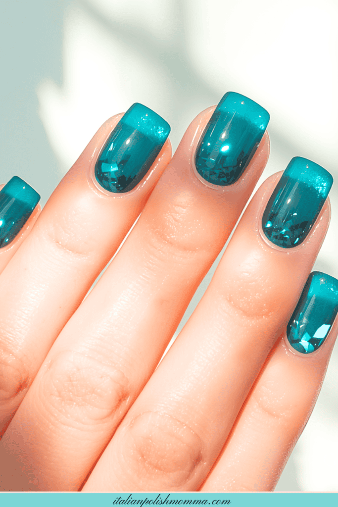 Teal Glass Water droplet summer nail trends