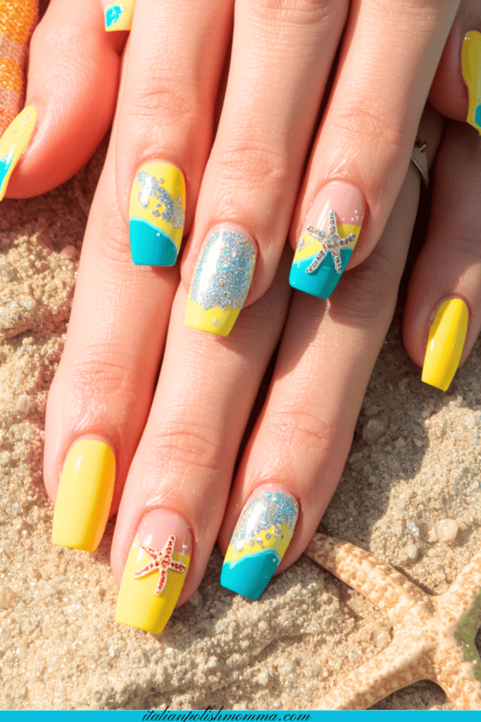 Yellow starfish nails